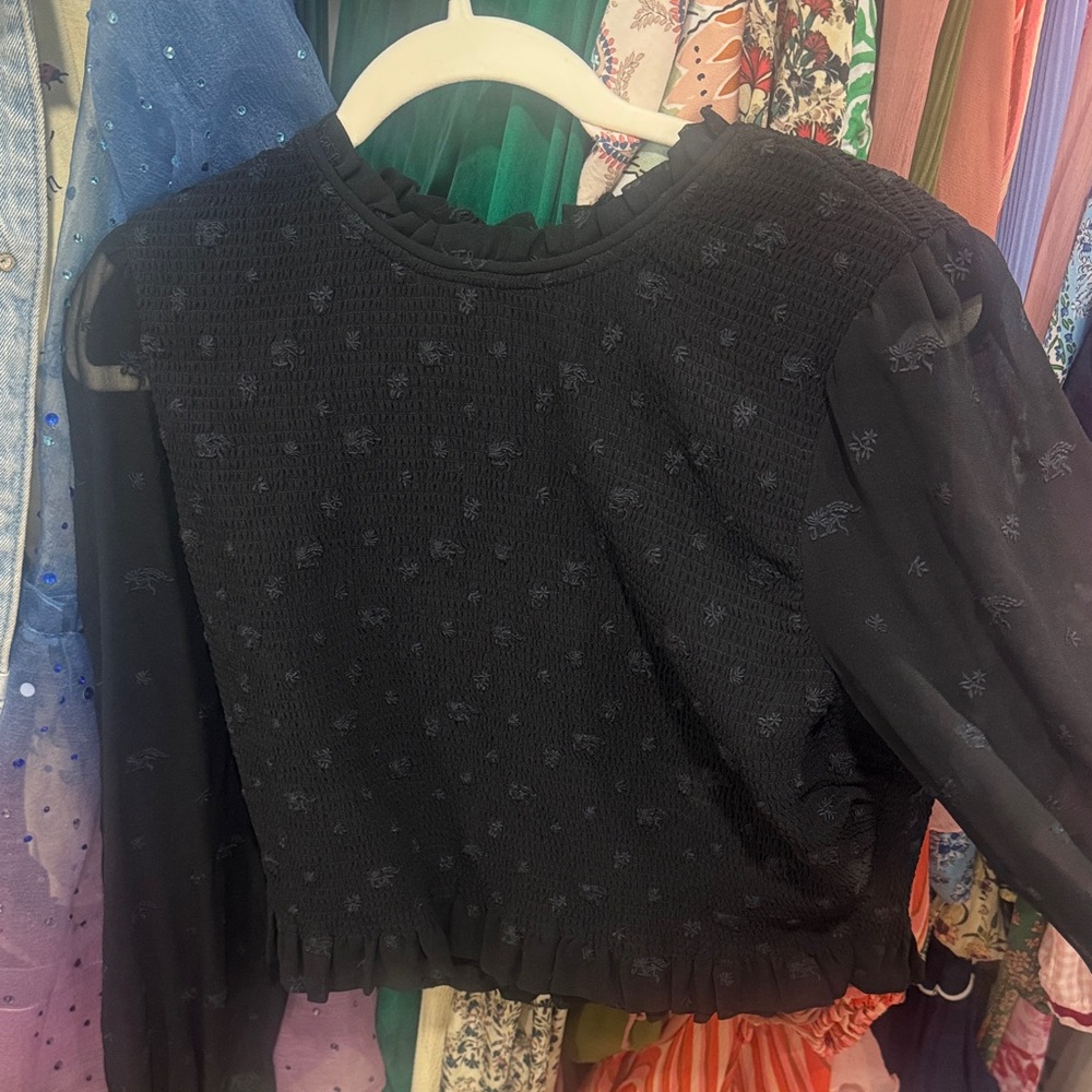 Aritzia Wilfred Black Textured Blouse